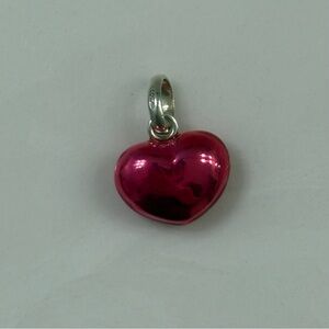 EUC Links of London sterling silver dark pink enamel heart charm